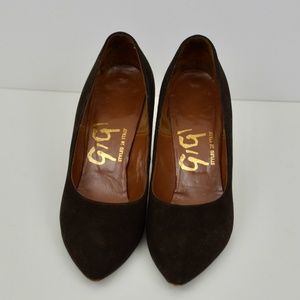 Vintage Dark Brown Suede Italian Kitten Heel